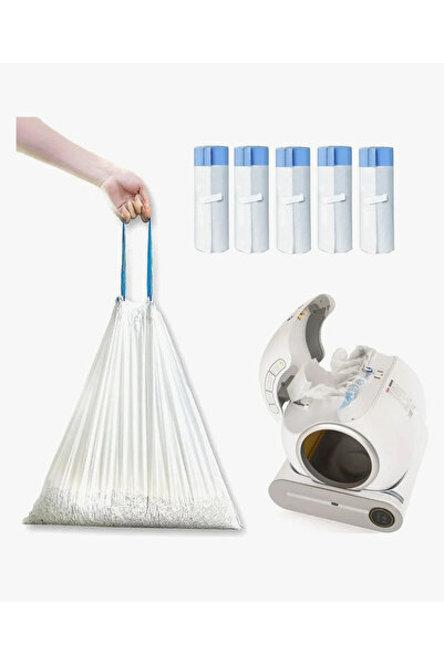 DEĞİŞİMKONSEPT 75 Adet 5 Rulo, Ekstra Büyük İpli Otomatik Kedi Tuvaleti Poşet...