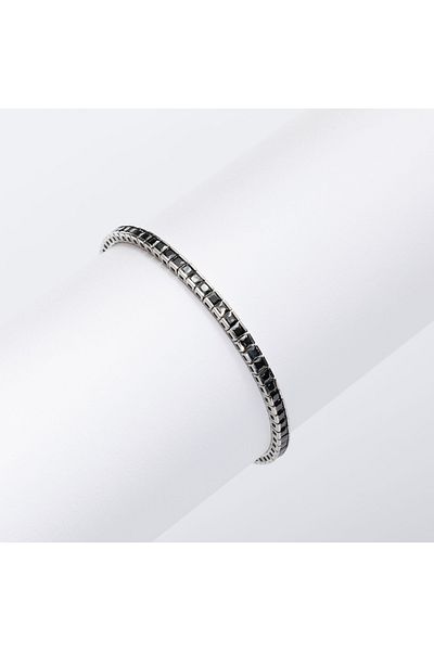 ElectraStore Black Solid Silver Bracelet