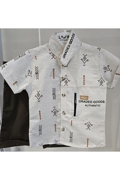 Lavin High Graded Printed Pocket Shirt Shorts Men's Set