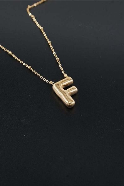 By Zeyna Aksesuar Women's 316 L Stainless Steel Balloon Letter Necklace F