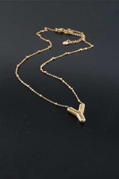 By Zeyna Aksesuar Women's 316 L Stainless Steel Balloon Letter Necklace Y