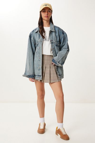Lovelyİstanbul Πλυμένο τζιν μπουφάν Oversize