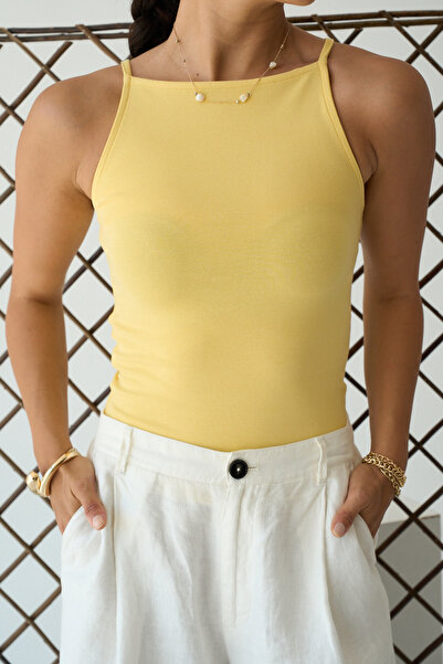 LOOSH Kadın Koyu Sarı İnce Askılı Bluz