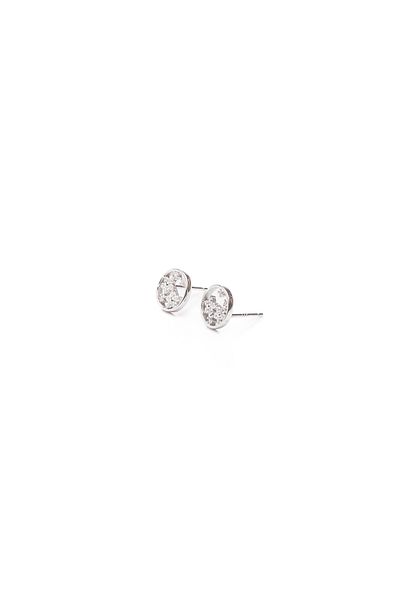 ElectraStore Silver Diamond Flowers Earrings