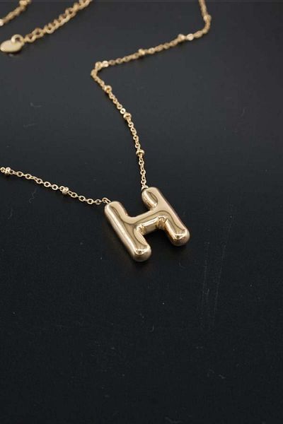 By Zeyna Aksesuar Women's 316 L Stainless Steel Balloon Letter Pendant H