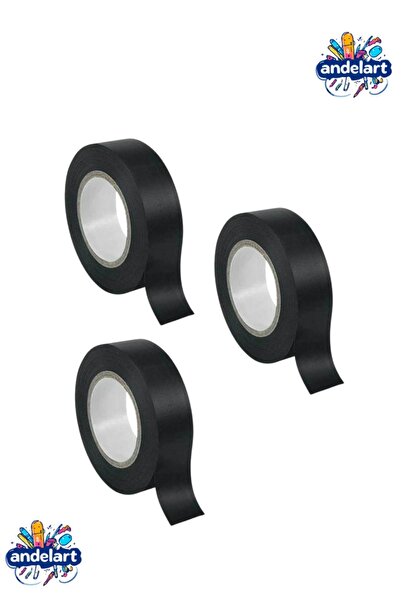 andelart İzole Pvc Elektrikçi Elektirik Kablo Bandı Siyah Renk Bant 3 Adet