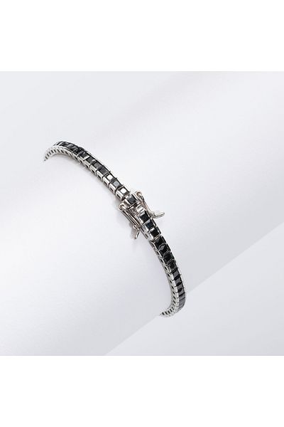 ElectraStore Black Solid Silver Bracelet