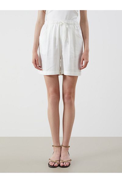 LC Waikiki New Season Women's Shorts with Elastic Waist and Linen Blend - S5Qb91Z8