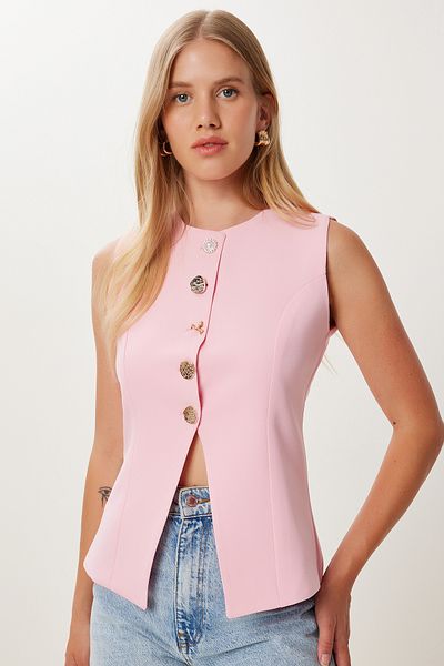 Lovelyİstanbul Stylish Buttoned Woven Vest