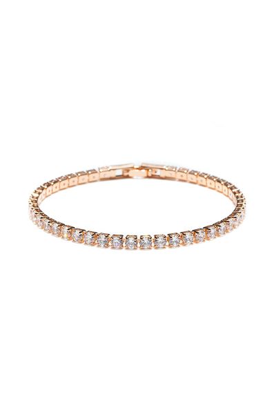 ElectraStore Rose Gold Tennis Bracelet With Zirconia Crystals