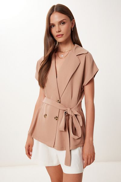 Lovelyİstanbul Stylish Buttoned Linen Vest