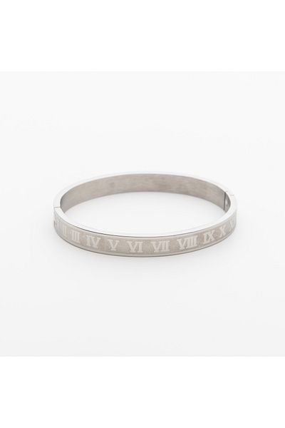 ElectraStore Fixed Silver Bracelet With Roman Numerals Pattern