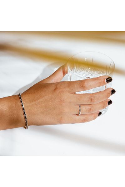 ElectraStore Silver Tennis Jewelry Set, Bracelet + Ring