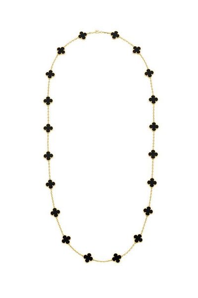 ElectraStore Alhambra Necklace With 20 Black Floral Motifs