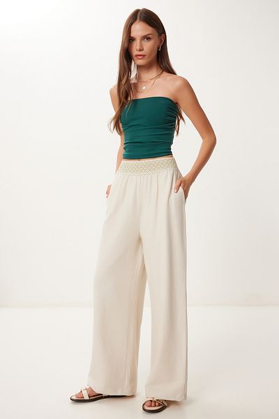 Lovelyİstanbul Knitted Detailed Linen Trousers