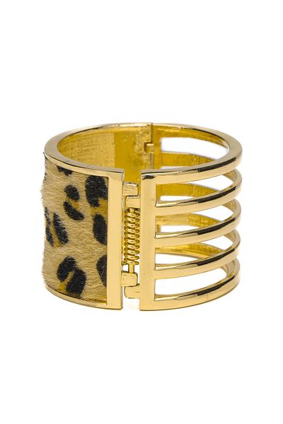 ElectraStore Solid Gold Animal Print Bracelet