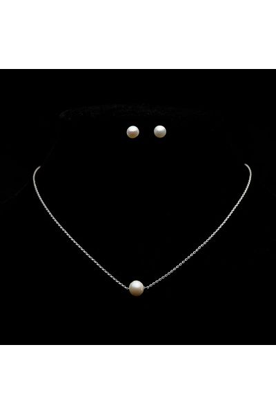 ElectraStore Silver Jewelry Set With Cultured Pearl