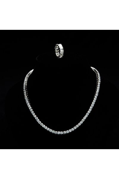 ElectraStore Gold Plated Tennis Set Necklace + Ring