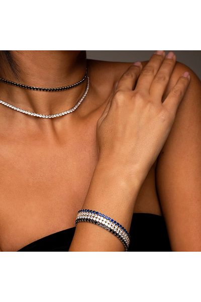 ElectraStore Tennis Bracelet With Blue Zirconia Crystals