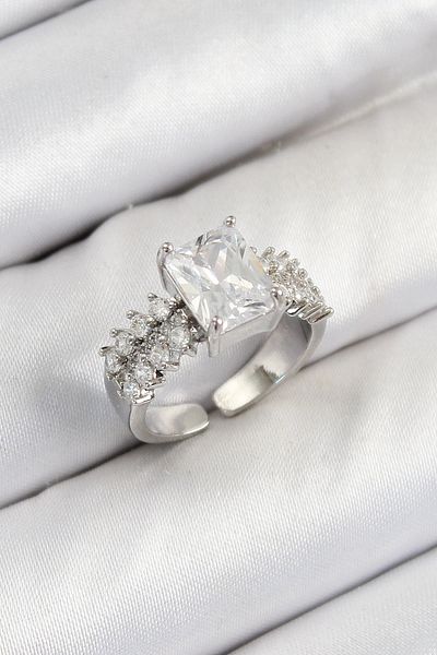 Skygo Brass Big Zircon Stone Model Silver Color Women's Ring
