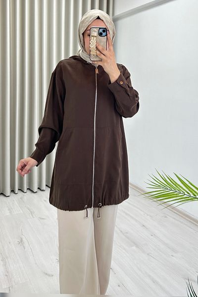 Marcha Summer Cupra Fabric Zippered and Hooded Hijab Wear and Take Out Cap