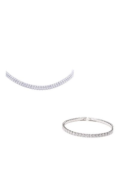 ElectraStore 14K White Gold Plated Tennis Jewelry Set