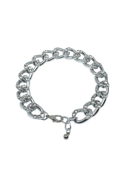 ElectraStore Large Link Bracelet Encrusted with Zirconia Crystals