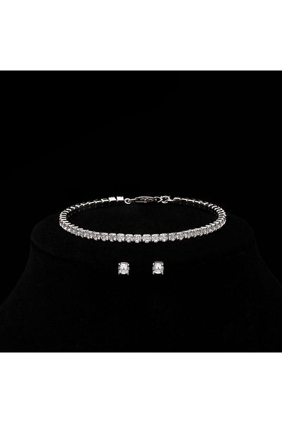 ElectraStore Tennis Jewelry Set 925 SILVER Bracelet + Earrings