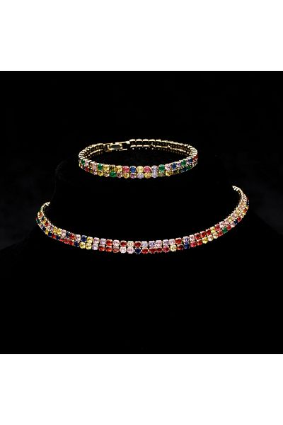 ElectraStore Double Multicolor Tennis Jewelry Set