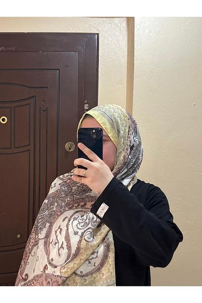 BOUTİCON Yellow Retro Patterned Summer Cotton Shawl