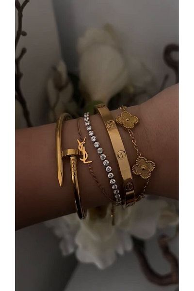 ElectraStore Luxury Alhambra Bracelet Set
