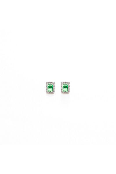 ElectraStore Emerald Silver Earrings