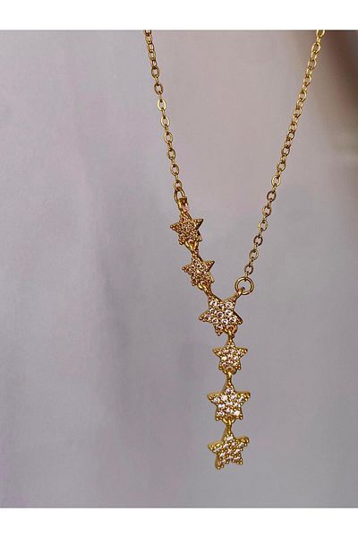 NECK ACCESSORY Steel Y Necklace with Star Figure