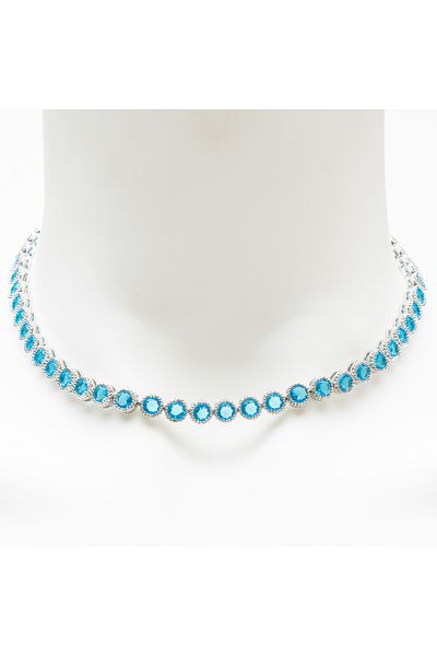 ElectraStore Tennis Splendor Turquoise Necklace + Earrings Set