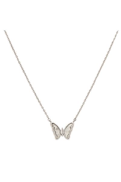 ElectraStore Silver Butterfly Necklace And Earrings Set