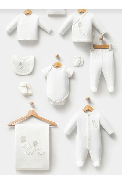 Bebitof Cute Balloon Elephant Pattern 10 Piece Boxed Newborn Hospital Exit Zibin Set Aly