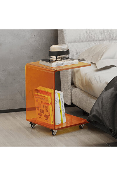 TUVA REKLAM Tuva Şeffaf Akrilik Pleksi Tekerlekli Bükümlü Modern Pratik C Seh...