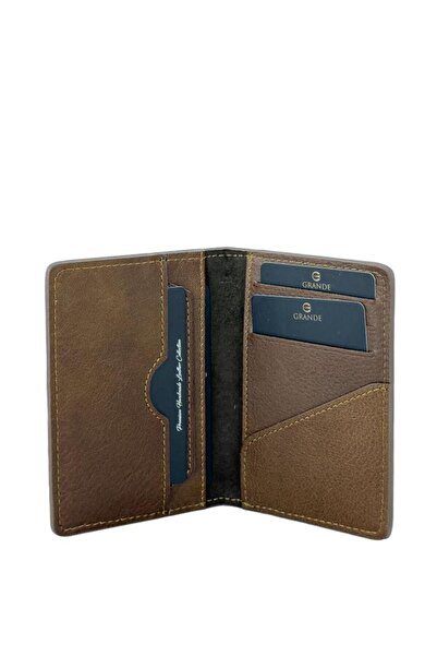 Grande Genuine Leather Men's Card Holder Wallet Brown 855