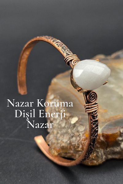 NBS Beautiful Naturel Stones Pure Copper Moonstone Bracelet Adjustable Handcrafted Very High Quality (Gift, Daily