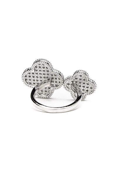 ElectraStore Inel Silver Double Flower Alhambra