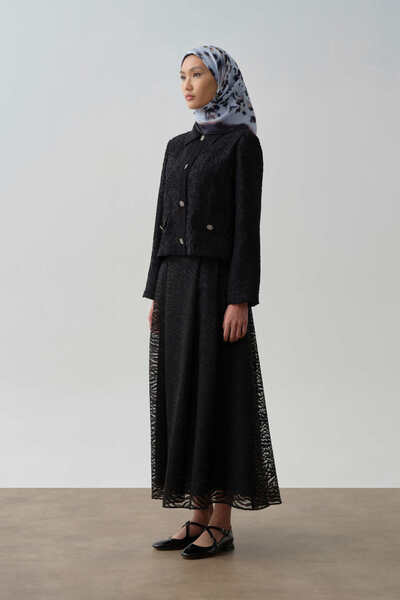 Tuğba Zebra Desen Etek - Siyah