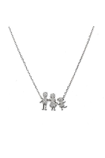 ElectraStore Silver Family Necklace