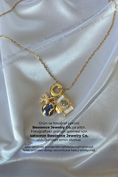 Bessence Jewelry Co قلادة سفر سحر فولاذية مكونة من 3 قطع