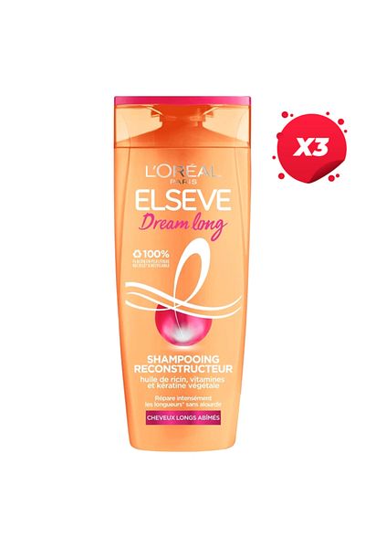 L'oreal X3 - LOREAL ELSEVE SHAMPOO 250ML DREAM LONG REPAIRING KERATIN VITAMINS CASTOR OIL