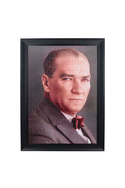 Sera Oyun Aletleri Mustafa Kemal Ataturk Luxury Framed Hangable 1000 Piece Ready Puzzle 68*48 cm - Black Color Frame