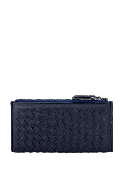 Grande Genuine Leather Women's Wallet Knitted Navy Blue 2760
