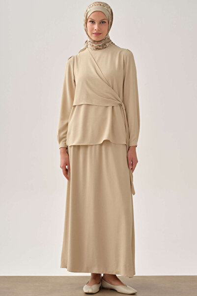 Tuğba Beli Lastikli Etek - Bej