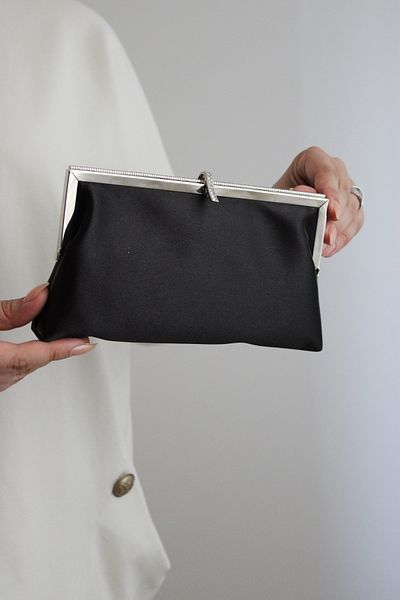 Mimoza Women's Metal Framed Stone Detailed Evening Dress Clutch Bag