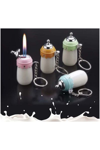 Generic Flame Lighter in Shape of Feeding Bottle Multicolour Randomly Assorted