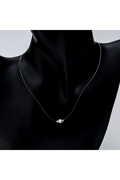 ElectraStore Transparent Thread Necklace With Pearl Pendant